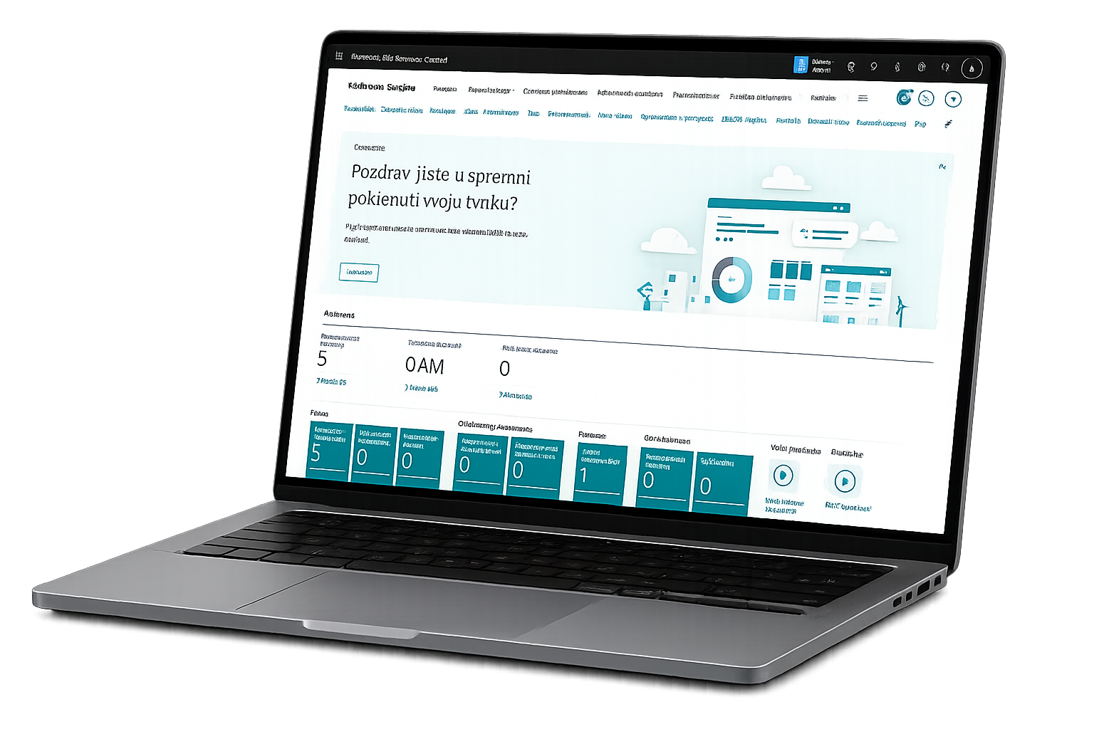Microsoft Dynamics 365 Business Central na laptopu